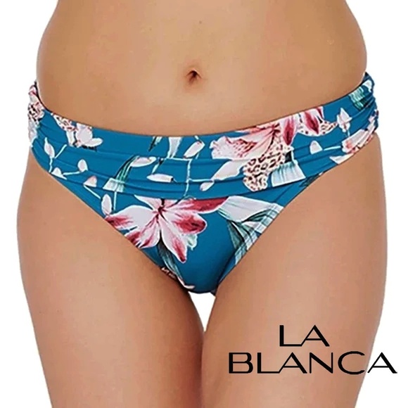 La Blanca Flyaway Orchid Hipster Bikini Swimsuit Bottom Floral Tropical NWOT - Picture 1 of 11